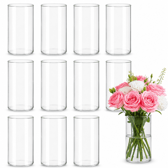 6 Inch Glcylinder Vases For Centerpieces 12clear Small Flower Vase Wedding Decorations Floating Candle In Bulk Hurricane Holders Table Home Decor