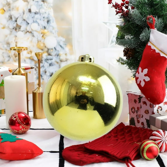 6 Inch Gold Christmas Ornaments | Shatterproof Plastic Glitter Balls | 150mm Commercial Grade Holiday Decor for Indoor & Outdoor Use | Festive Tree & Event Decorations