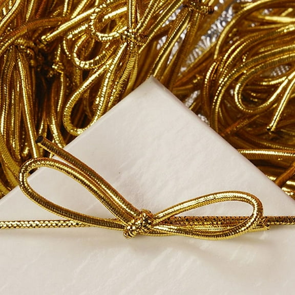 6 Inch Gold Metallic Stretch Loops With Bow - 50 Pack