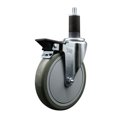 thumbnail image 1 of 6 Inch Gray Poly Swivel 1-1/4 Inch Expanding Stem Caster with Brake SCC, 1 of 2