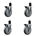 thumbnail image 1 of 6 Inch Gray Poly Swivel 1-3/4 Inch Expanding Stem Caster Set with Brake SCC, 1 of 2