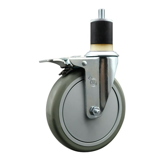 6 Inch Gray Poly Swivel 1-7/8 Inch Expanding Stem Caster Total Lock Brake SCC