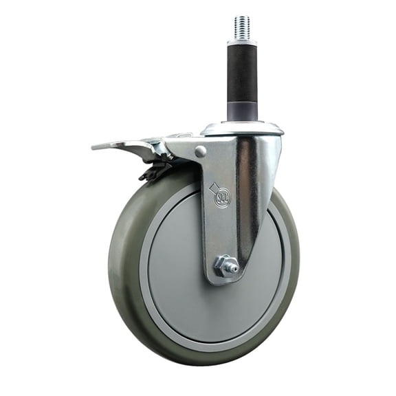 6 Inch Gray Poly Swivel 1 Inch Expanding Stem Caster Total Lock Brake SCC