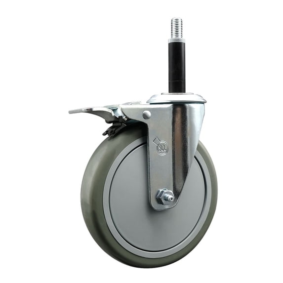 6 Inch Gray Poly Swivel 3/4 Inch Expanding Stem Caster Total Lock Brake SCC