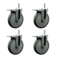 thumbnail image 1 of 6 Inch Gray Poly Swivel 3/4 Inch Threaded Stem Caster Set with Total Lock Brake, 1 of 2