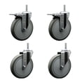 thumbnail image 1 of 6 Inch Gray Poly Swivel 5/8 Inch Threaded Stem Caster Set 2 Total Lock Brakes, 1 of 2