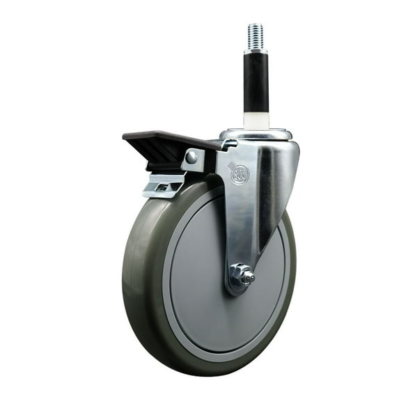 6 Inch Gray Poly Swivel 7/8 Inch Expanding Stem Caster with Brake SCC