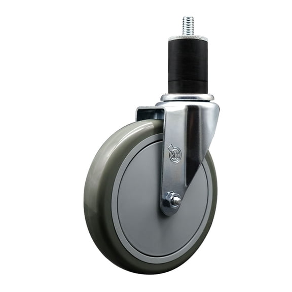 6 Inch Gray Poly Wheel Swivel 1-3/4 Inch Expanding Stem Caster SCC