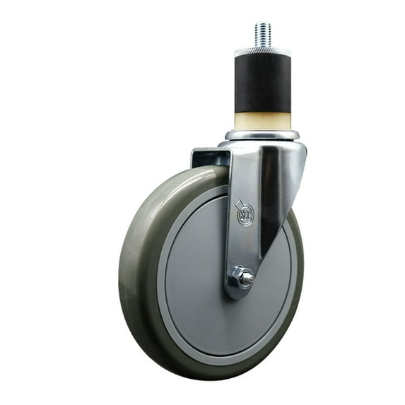 6 Inch Gray Poly Wheel Swivel 1-7/8 Inch Expanding Stem Caster SCC