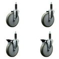 thumbnail image 1 of 6 Inch Gray Poly Wheel Swivel 1 Inch Expanding Stem Caster Set 2 Brakes SCC, 1 of 2
