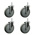 thumbnail image 1 of 6 Inch Gray Poly Wheel Swivel 3/4 Inch Threaded Stem Caster Set Service Caster, 1 of 2