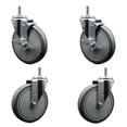 thumbnail image 1 of 6 Inch Gray Poly Wheel Swivel 7/16 Inch Grip Ring Stem Caster Set 2 Brakes, 1 of 2