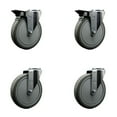 thumbnail image 1 of 6 Inch Gray Poly Wheel Swivel Bolt Hole Caster Set with 2 Posi Lock Brakes SCC, 1 of 2
