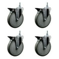 thumbnail image 1 of 6 Inch Gray Polyurethane 12MM Threaded Stem Caster Set with Brake, 1 of 2