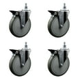 thumbnail image 1 of 6 Inch Gray Polyurethane ½ Inch Threaded Stem Caster Set with Brake, 1 of 2