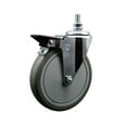 thumbnail image 1 of 6 Inch Gray Polyurethane ½ Inch Threaded Stem Caster with Brake, 1 of 2