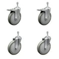 thumbnail image 1 of 6 Inch Gray Polyurethane Swivel 3/8 Inch Stem Caster Set 2 Total Lock Brake SCC, 1 of 2