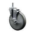 thumbnail image 1 of 6 Inch Gray Polyurethane Wheel Swivel 7/16 Inch Grip Ring Stem Caster with Brake, 1 of 2