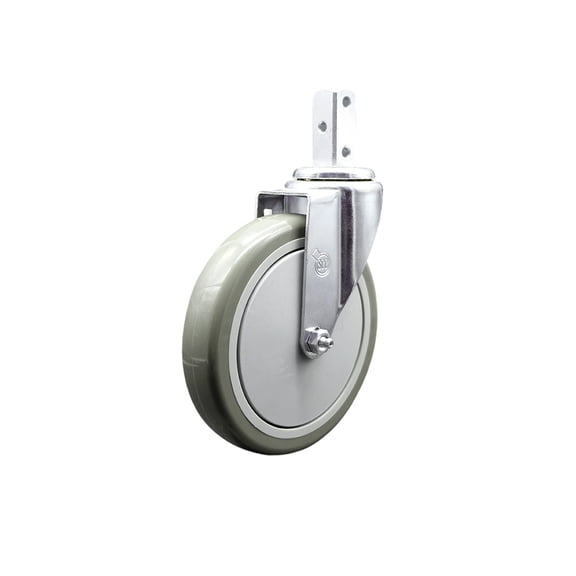 6 Inch Gray Polyurethane Wheel Swivel 7/8 Inch Square Stem Caster SCC