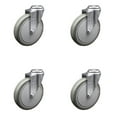 thumbnail image 1 of 6 Inch Gray Polyurethane Wheel Swivel Bolt Hole Caster Set Service Caster Brand, 1 of 2