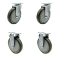 thumbnail image 1 of 6 Inch Gray Polyurethane Wheel Swivel Top Plate Caster Set with 2 Rigid SCC, 1 of 2