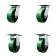 thumbnail image 1 of 6 Inch Green Poly on Cast Iron Caster Set with Roller Bearings 2 Swivel 2 Rigid, 1 of 2
