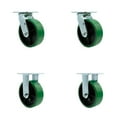 thumbnail image 1 of 6 Inch Green Poly on Steel Caster Set with Ball Bearings 2 Swivel Lock 2 Rigid, 1 of 2