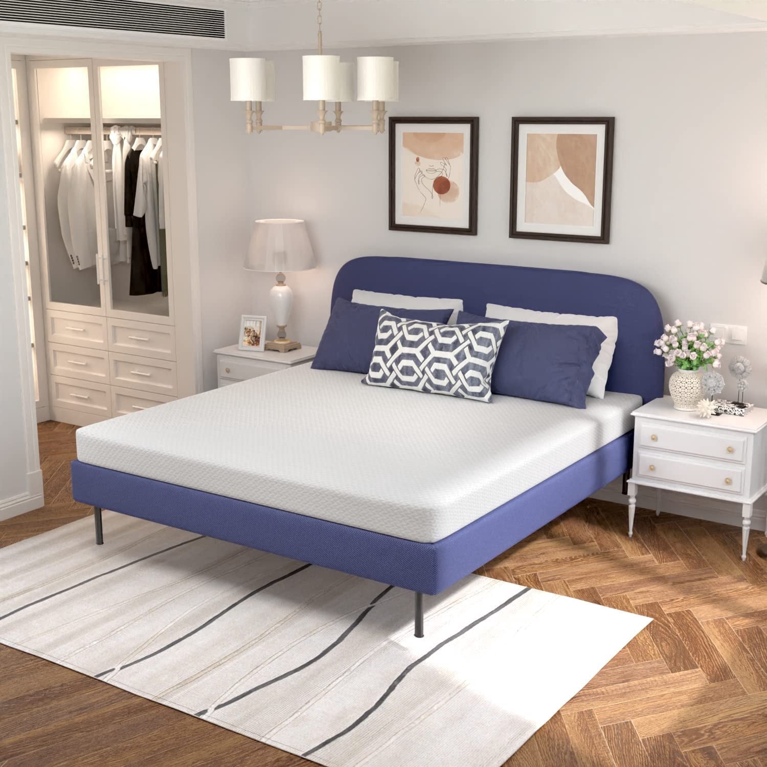 PayLessHere 6 Inch King Green Tea Memory Foam Mattress,White