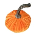 thumbnail image 1 of 6 Inch Halloween Velvet Pumpkin Decor, Soft Fabric Pumpkin Ornament for Fall Home Tabletop Display, Thanksgiving Centerpiece and Autumn Seasonal Decor, 1Pack Orange, 1 of 4