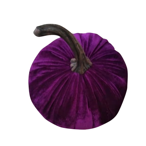 6 Inch Halloween Velvet Pumpkin Decor, Soft Fabric Pumpkin Ornament for Fall Home Tabletop Display, Thanksgiving Centerpiece and Autumn Seasonal Decor, 1Pack Purple