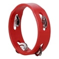 thumbnail image 1 of 6 Inch Handheld Wooden Tambourine Hand Bell Percussion Musical Toy Single Row Metal Jingles Red for Party Kids Games, 1 of 9