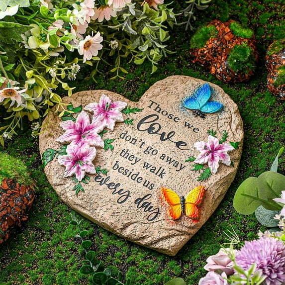 6 - Inch Heart - Warming Memorial Garden Stone, A Thoughtful Sympathy Gift for Outdoors - In Memory of Loved Ones Who Never Truly Leave, Perfect Bereavement & Condolence Decor