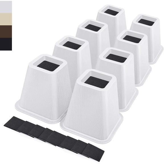6 Inch Heavy Duty Bed Risers, Furniture Risers for Desk, Chair, Table or Sofa, Couch Lift Risers, Supports up to 2200 lbs per Leg(8 Pack White)