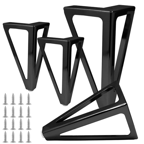 6 Inch Heavy Duty Black Metal Furniture Legs, Mid-Century Modern Style Replacement Legs For Table Cabinet Dresser (4 Pcs)