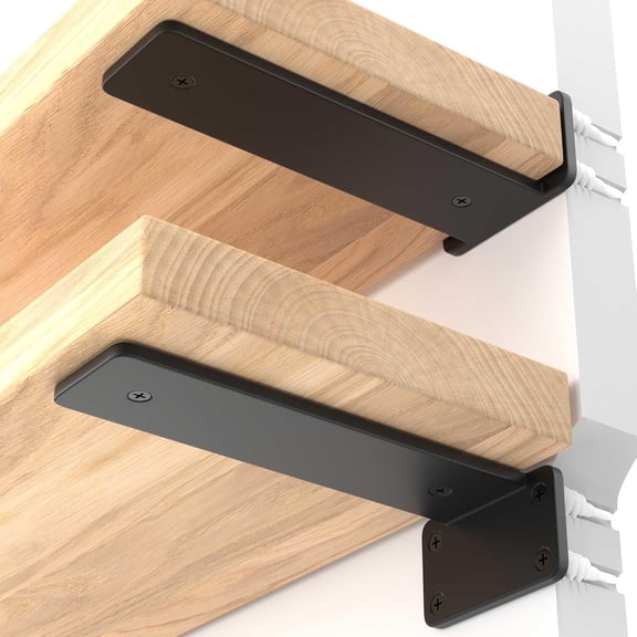 6 Inch Heavy Duty Floating Shelf Bracket, 4 Pack Rustic Industrial Hidden Metal Shelf Bracket for Kitchen, Bathroom, 1/5 Thick