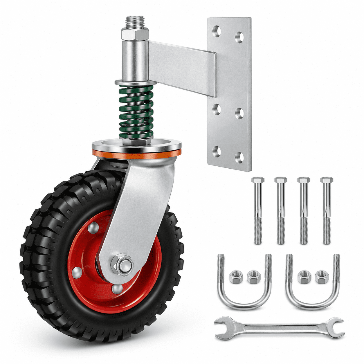 6 Inch Heavy Duty Gate Wheel 360° Swivel Spring Loaded 600lb Capacity ...