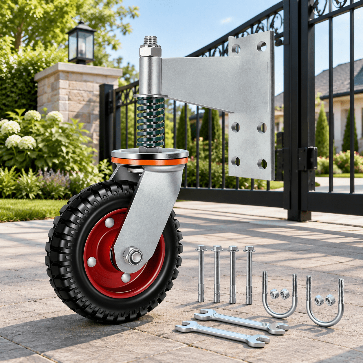6 Inch Heavy Duty Gate Wheel 360° Swivel Spring Loaded 600lb Capacity ...