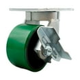 thumbnail image 1 of 6 Inch Heavy Duty Green Poly on Cast Iron Caster with Brake and Swivel Lock SCC, 1 of 2