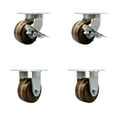 thumbnail image 1 of 6 Inch Heavy Duty High Temp Phenolic Swivel Caster Set 2 Brakes 2 Rigid SCC, 1 of 2