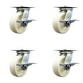 thumbnail image 1 of 6 Inch Heavy Duty Nylon Caster Set with Roller Bearings and Brakes SCC, 1 of 2