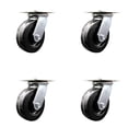 thumbnail image 1 of 6 Inch Heavy Duty Phenolic Caster Set with Ball Bearings Set of 4 Service Caster, 1 of 2