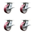 thumbnail image 1 of 6 Inch Heavy Duty Poly on Aluminum Caster Set with Roller Bearings and Brakes, 1 of 2