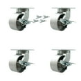 thumbnail image 1 of 6 Inch Heavy Duty Semi Steel Cast Iron Caster Set with Brake and Swivel Lock, 1 of 2