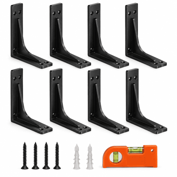 6 Inch Heavy Duty Shelf Brackets, Premium Metal Wall Bracket for Mantel, Countertop Support, Garage Storage Shelves | High Strength Corner Brace | Floating Shelf Hardware