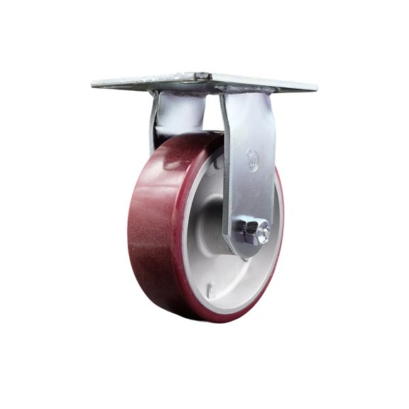 6 Inch Heavy Duty Top Plate Poly on Aluminum Rigid Caster with Roller Bearing