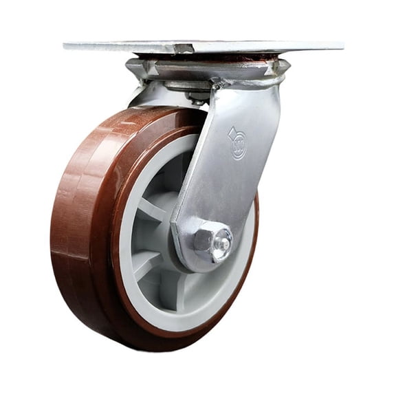 6 Inch Heavy Duty Top Plate Polyurethane Swivel Caster with Roller Bearing SCC