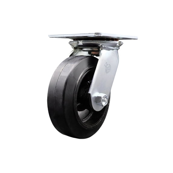6 Inch Heavy Duty Top Plate Rubber on Steel Swivel Caster with Ball Bearing SCC