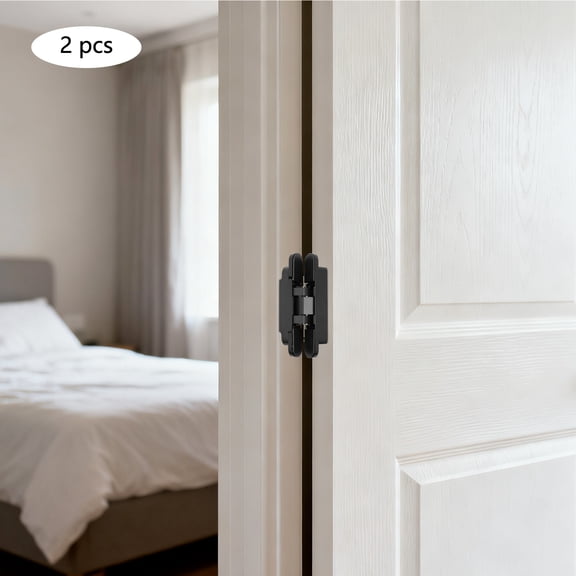 6 Inch Hidden Door Hinge, 2 Pack Invisible Hinges Concealed Hinges, 180 Swing Hinge 3 Way Adjustable Butt, Zinc Alloy, for Door Thickness > 35mm, Width850mm, 6 X 2.5 X 1 Inch (Black)