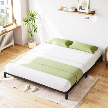 6 Inch High Full Bed Frame No Box Spring Needed, Heavy Duty Metal Platform Bed Frame Full Size for Bedroom Easy Assembly, Noise Free, Black, Full