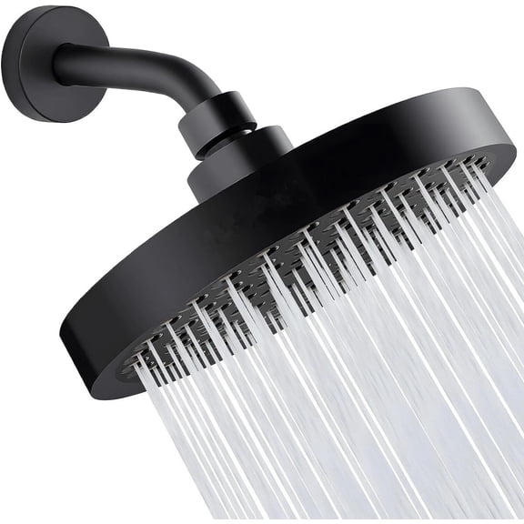 6 Inch High Pressure Rain Shower Head, Matte Black Bathroom Shower Head Replacement, Adjustable Easy Clean Round Showerhead